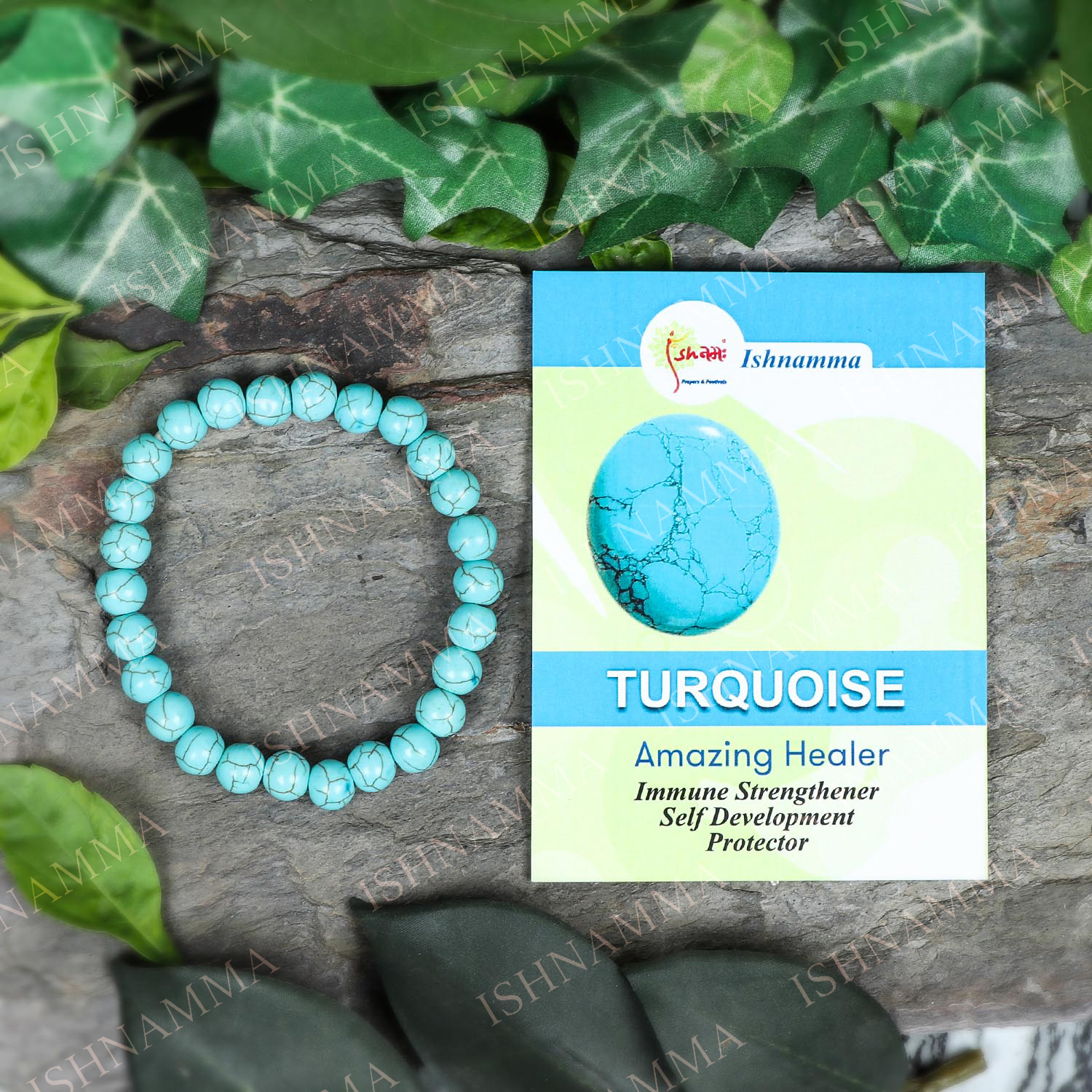 Tanishka Export 8 MM Turquoise Stone Elastically Adjustable Round Hand  Bracelet at Rs 320/piece in New Delhi