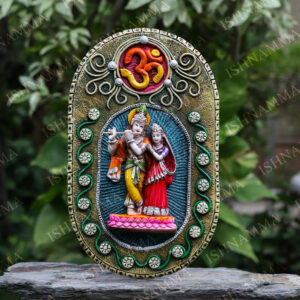 HANGING PLATE WITH OM & RADHA KRISHAN MARBLE DUST